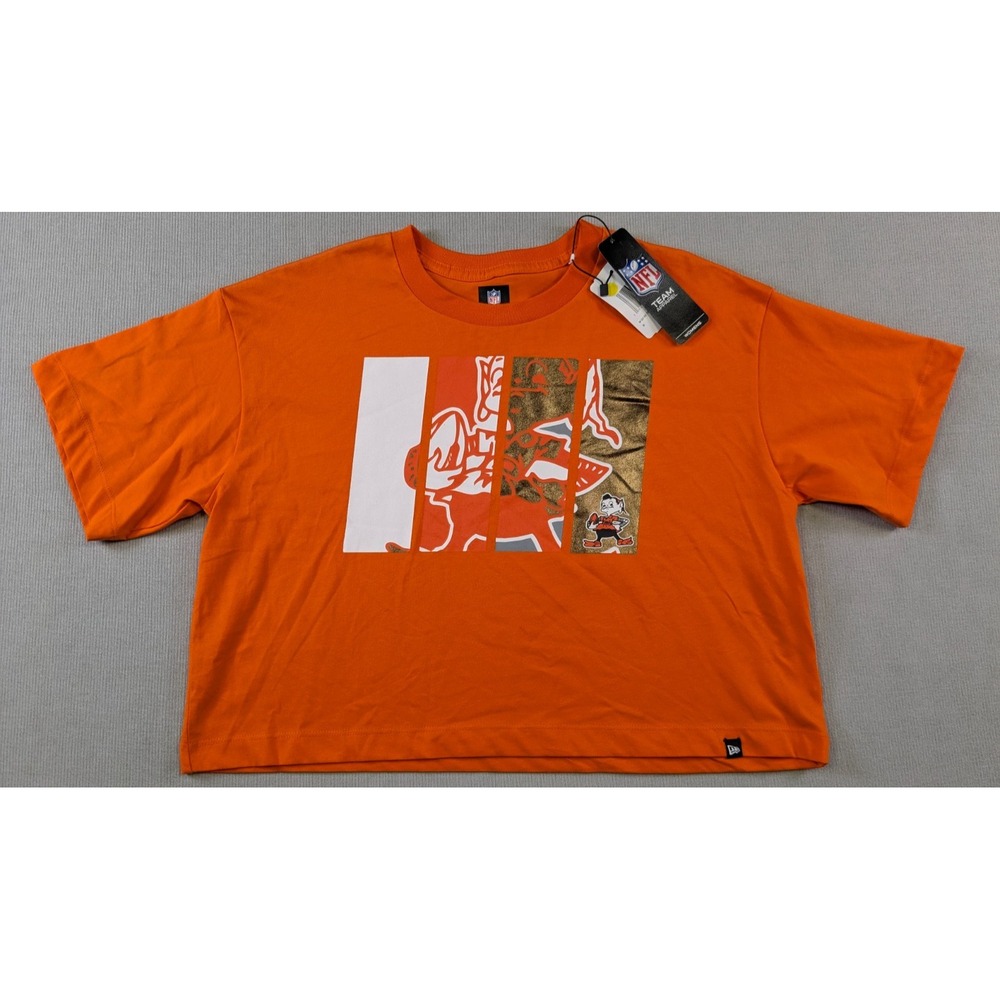 Cleveland Browns Shirt Womens Small Orange Brownie the Elf Cropped Boxy NFL New